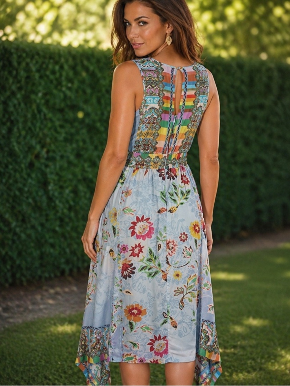 Johnny Was silk RAINBOW NAIA DRESS NWT - Picture 3 of 12